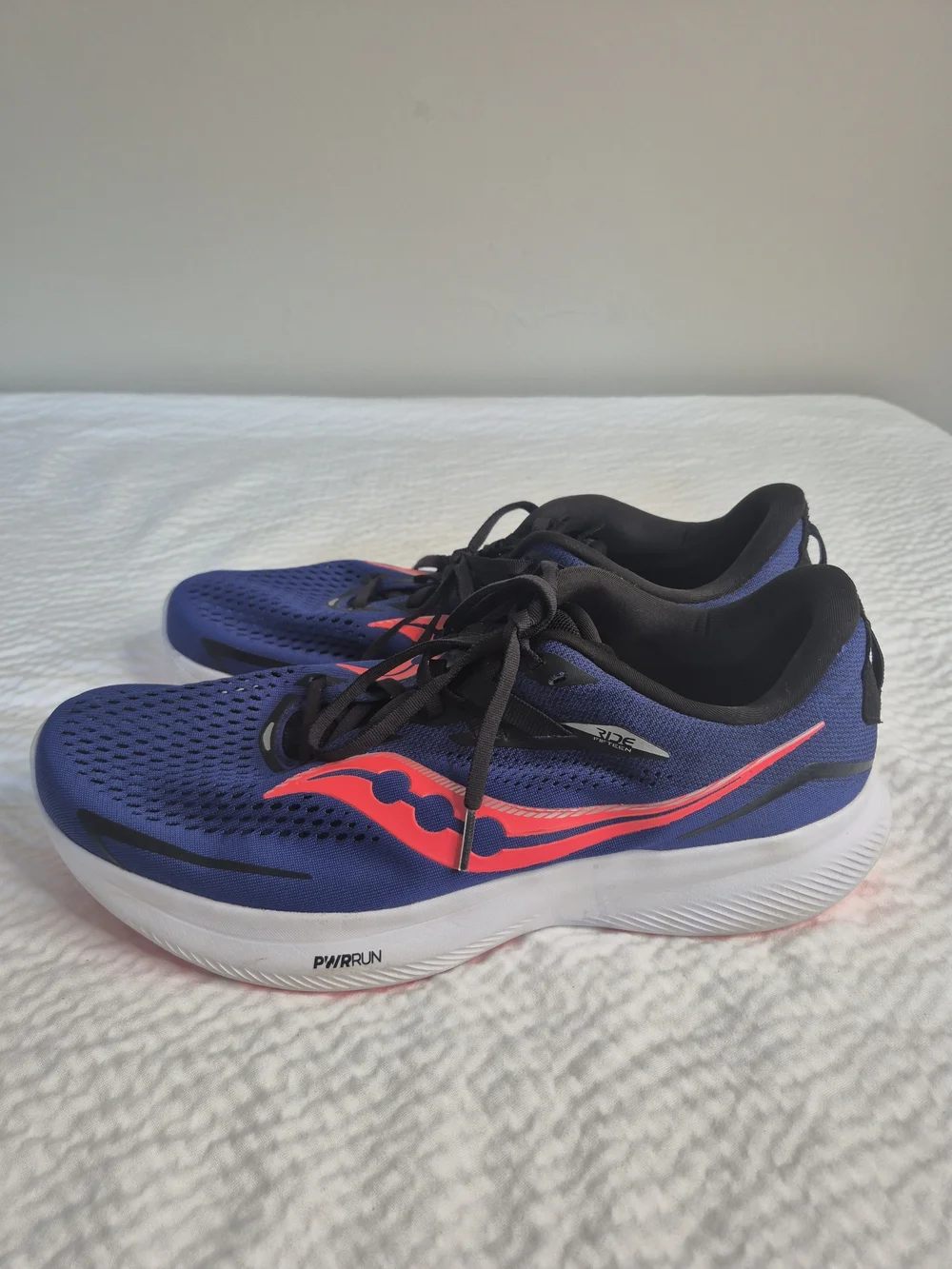 Saucony Ride 15 Mens Size 11.5W Running Shoes S20730-16 Wide Blue Pink Orange